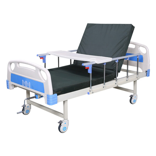 Manual Single Crank Hospital Bed ABS Headboard and Wheels CZ1-C (3)