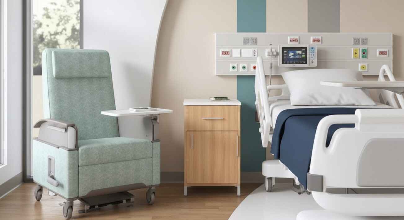 Mesillas de noche de hospital personalizables para atención médica 3