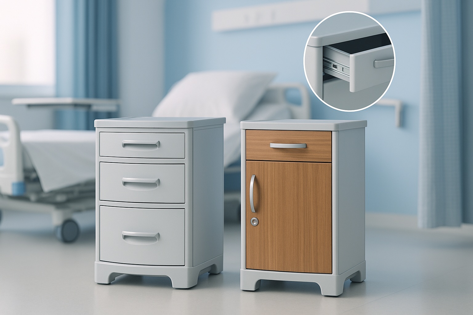 Hospital Bedside Cabinet Buying Guide Drawers, Doors, and Lock Types