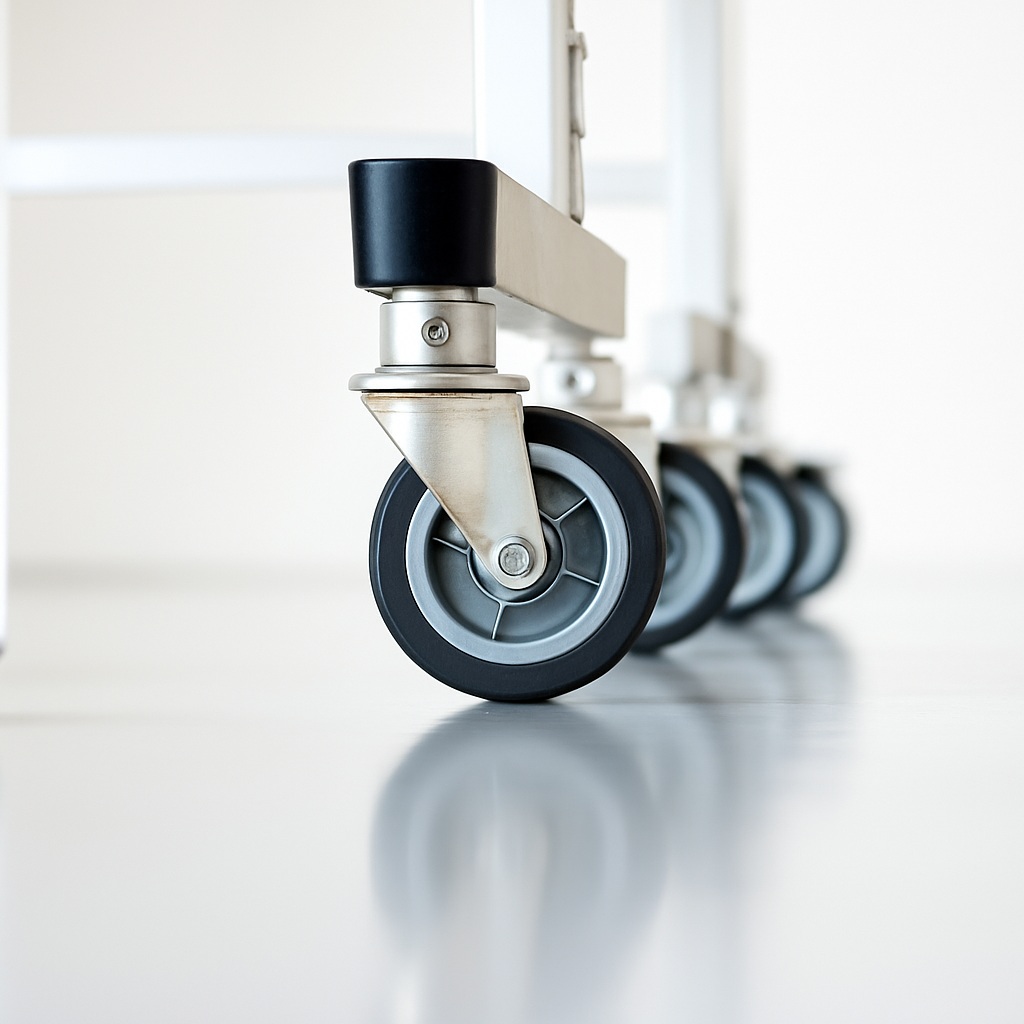 Roda tempat tidur rumah sakit dengan mekanisme penguncian untuk keamanan 1