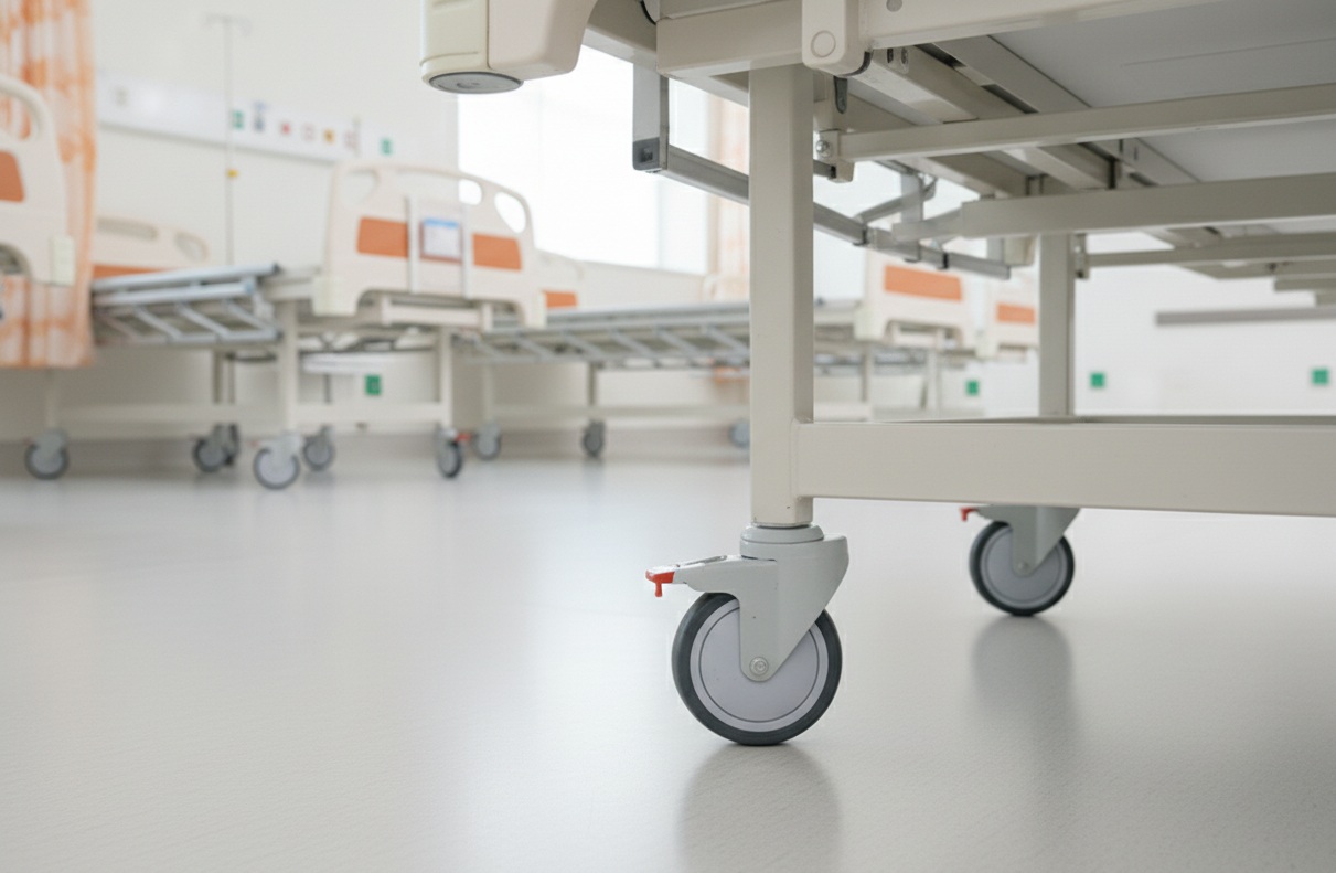 Ruote per letti ospedalieri con meccanismi di bloccaggio per la sicurezza 10