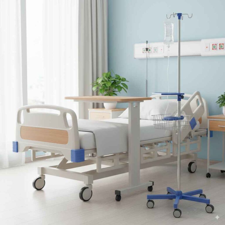 ขาตั้งน้ำเกลือสำหรับโรงพยาบาลที่ได้รับคะแนนสูงสุด พร้อมก้าน IV ที่ปรับความสูงได้ 6