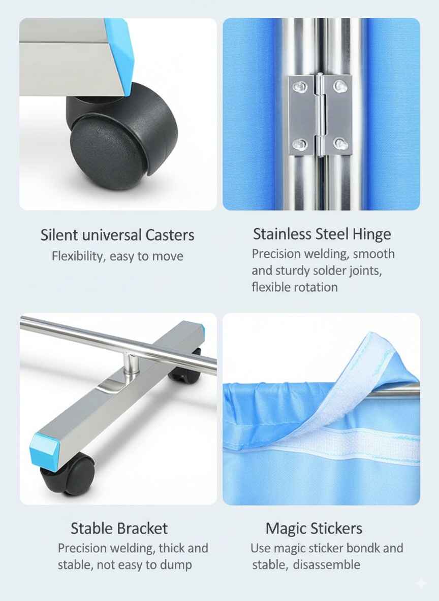 Telas de enfermaria com design dobrável para maior conveniência 4 Telas de enfermaria com design dobrável para maior conveniência 3